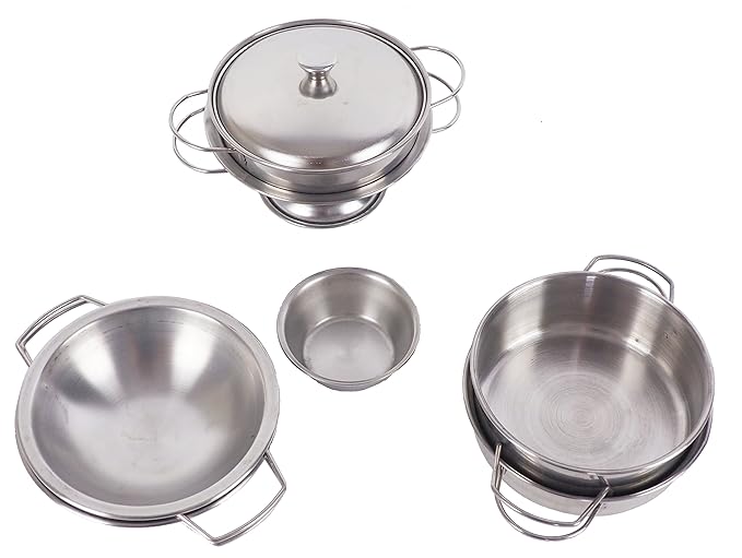 Amazon.com: Pretend toys - Little chef Stainless steel kitchenware 15 sets of toys Cookware Kitchen toys: Toys & Games