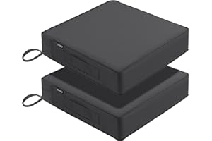 Dmsky Patio Chair Cushion,19 x 19 x 3.7 Inch Outdoor Chair Cushions for Patio Furniture,Waterproof Seat Cushions with Ties, Garden Sofa Couch Chair Pads with Handle Set of 2(Gray)