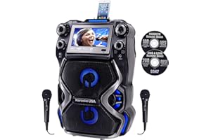 Karaoke USA GF920 Rechargeable Portable Bluetooth CDG-MP3G Karaoke Machine and PA System with 2 Microphones