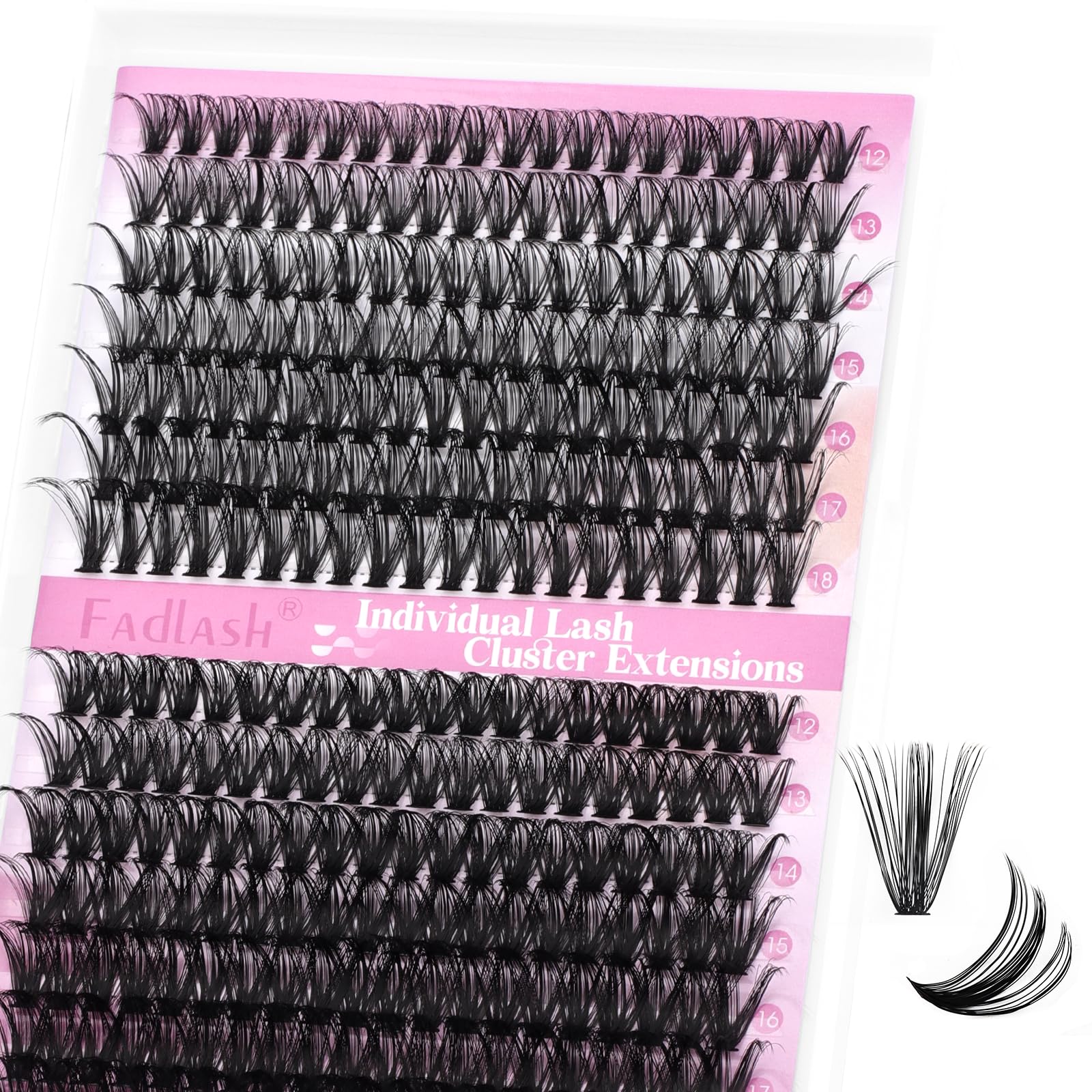 FADLASH 40D+50D 0.07mm D Curl 12-18mm Wispy Reusable Soft Fluffy Cluster Lashes DIY Eyelash Extensions — image 1