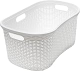 Addis Faux Rattan Hipster Laundry Basket 40 Litre Calico Cream