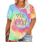 Plus Size Be Kind Shirt Women Bee Graphic Tees Tie Dye Tshirt Inspirational Teacher Tops