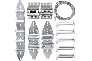 Garage Door Roller Track Kit - Hinges - Pair of Cable - 4" stem Rollers - Top Brackets (with 9.6'Cable) Useful to Garage Door