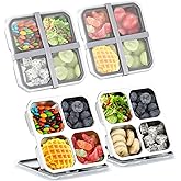 BEFOY 4 Divided Compartments Snack Containers Bento Snack Box with Lid Stainless Steel Kids Plates Reusable Meal Prep Lunch Box Food Storage Containers for Adults Travel Work