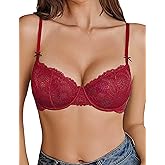 Avidlove Women's Sexy Lace Bra Sheer Underwire Unlined Balconette Everyday Bras Lingerie