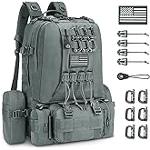 CVLIFE 60L Tactical Backpack for Men Women Military Large Army Rucksack With D-Ring Molle Clips Compass Accessories 3 Day Bug Out Survival Molle Bag Hiking Camping Gym Daypack Backpack, Grey