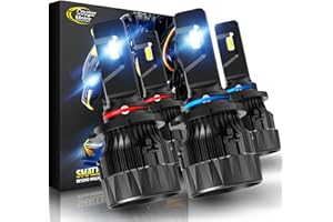 Cougar Motor 9005 9006 LED Bulbs, HB3 Light HB4 Bulbs Fog Lights 18000LM Super Bright 6500K - Small Size with Cooling Fan,Non-polarity, Plug & Play - Pack of 4