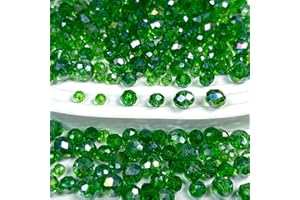 CRZSEELL 1040pcs 4/6/8mm Glass Beads Green AB, Faceted Crystal Loose Rondelle Beads for Jewelry Making Bracelets Necklaces Su