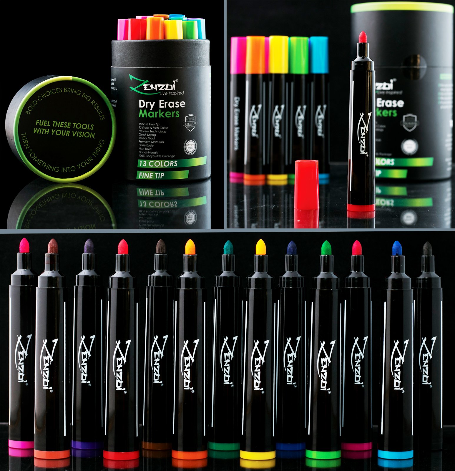 Dry Erase Markers Whiteboard Erasable Marker Pens Set FINE Tip 13