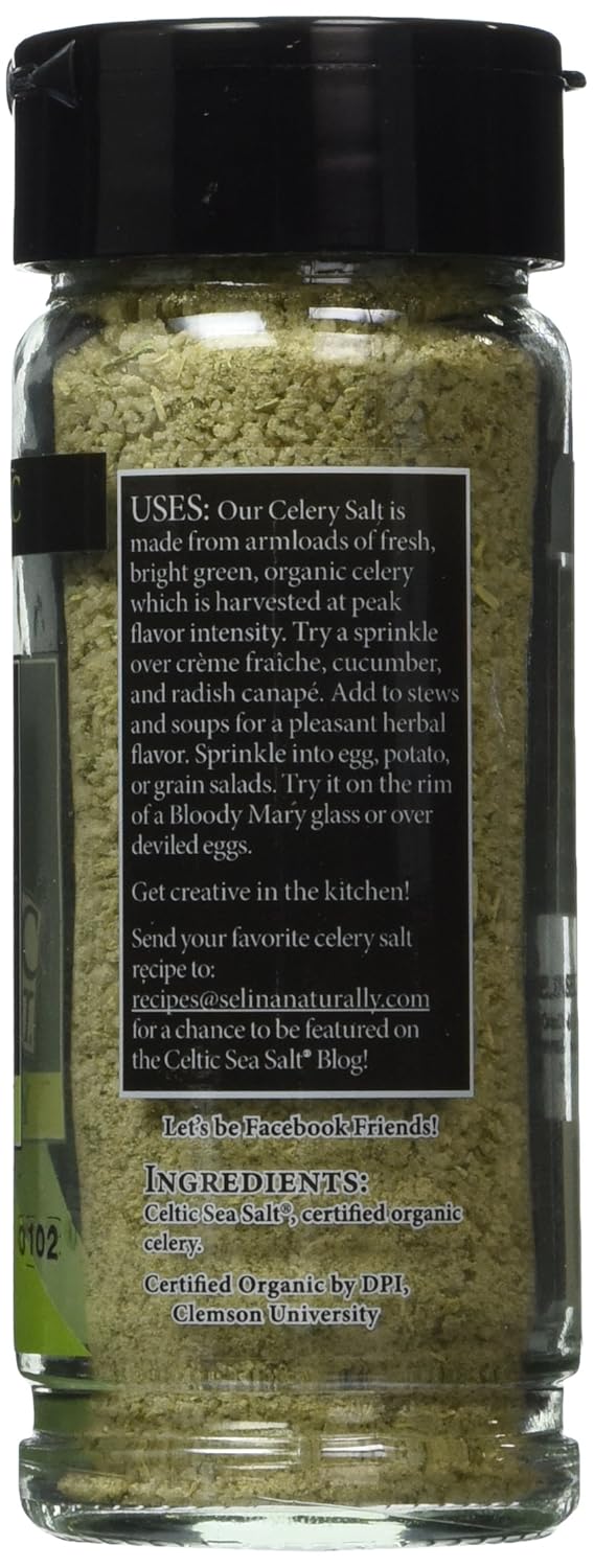 Gourmet Celtic Sea Salt Organic Celery Seasoned Salt Blend – Classic Celery Salt Adds Bold Herb Flavor to a Variety of Dishes, Hand Crafted and Organic, 3.7 Ounces : Grocery & Gourmet Food