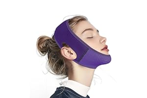 Yuibthr Chin Strap for Sleeping, V Line Lifting Mask, Reusable Face Strap, Jaw Exerciser (Purple)