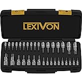 LEXIVON Master TORX Bit Socket Set, Premium S2 Alloy Steel | Complete 34-Piece, Solid Star & Tamper Proof T6 ~ T70 | Enhanced