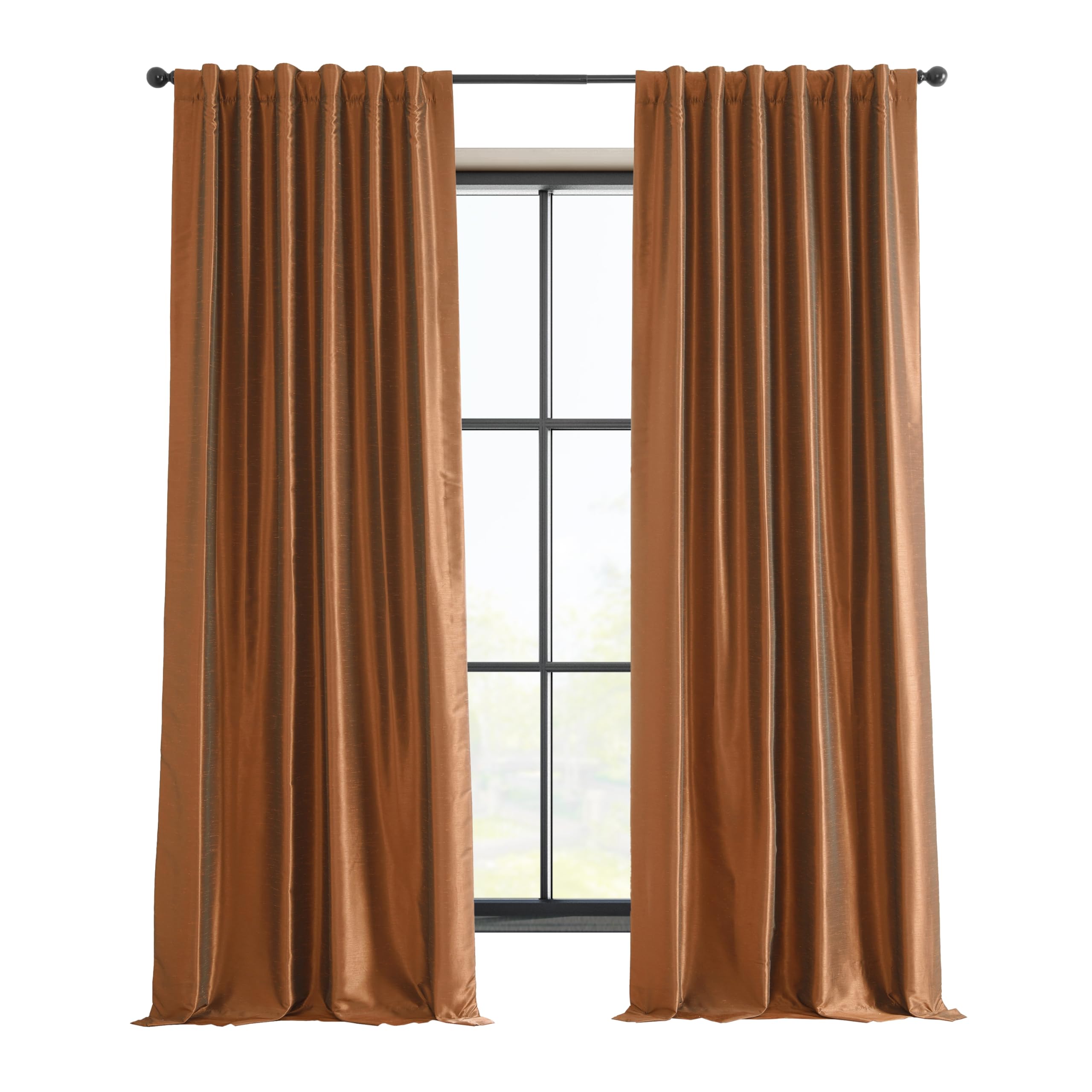 HPD Half Price Drapes Faux Silk Blackout Curtains 120 Inches Long for Bedroom & Living Room Vintage Textured Blackout Curtain (1 Panel), 50W x 120L, Copper Kettle Image HPD Half Price Drapes Faux Silk Blackout Curtains 120 Inches Long for Bedroom & Living Room Vintage Textured Blackout Curtain (1 Panel), 50W x 120L, Copper Kettle Image