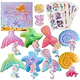 Skin-Safe Mermaid Bath Bombs for Kids with Surprise Toys Inside, 9 Extra Large Bath Salts with Calming and Long-Lasting Scent, Natural Bubble Bath Bombs for Girls Sensitive Skin