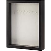Amazon Basics 8.5" x 11" Shadow Box Wood Rectangular Frame for Display Photos, Memorabilia, Black