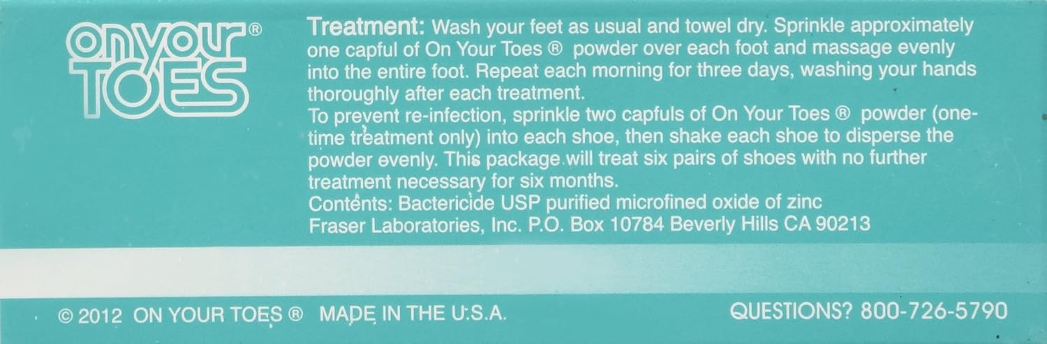 On Your Toes Foot Bactericide Powder - Eliminates Foot Odor for Six Months, 21 grams (One Pack): Health & Personal Care