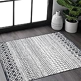 Othilic Boho Trellis Entryway Rug, 2x3 Small Washable Entry Rug Indoor Non-Slip Door Mat, Black White Distressed Farmhouse Accent Throw Rugs for Entrance Bedroom Kitchen Bathroom