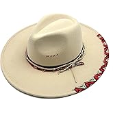 Wotfim Big Wide Brim Fedora Hat for Women Man Felt Panama Hat with Band Western Outdoor hat