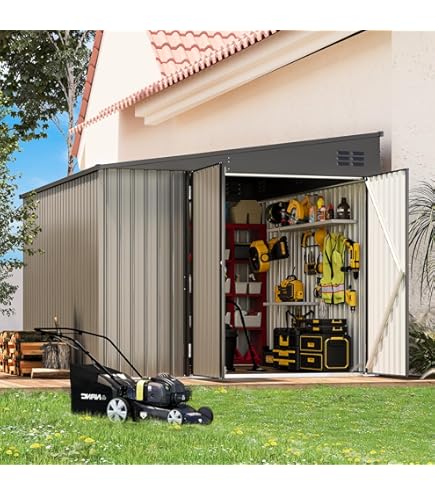Amazon.com : KEIKI 8x6 FT Outdoor Resin Garden Shed with Floor & 2