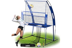 KUIBONU Volleyball Training Net System - Sturdy, Adjustable, and Portable Volleyball Practice Net | Roller Bag and Volleyball Kits Included | Perfect for Team or Solo Training
