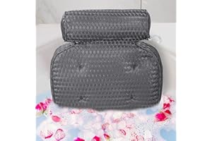 YIGO MASTER Bath Pillow for Tub Support Neck and Back, Bathtub Pillow Bath Accessories for Bathtub Women, Hot Tub Accessories for Adults Gray
