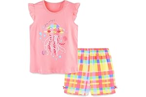 HILEELANG Toddler Girl Summer Easter Outfit Cotton Tops Tees Shorts Clothing Sets