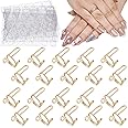 20PCS Nail Rings, EBANKU Adjustable Nail Rings Reusable Detachable Women Gift Ring Set with Adhesive Nail Tabs for Acrylic Nail Art Decoration - Gold