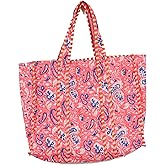 Quilted Cotton Handprinted Reversible Large multicolor Floral Tote Bag