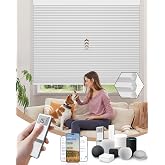 Kincmo Motorized Cellular Shades, Custom Smart Motorized Blinds with Remote | Cordless &amp; Heat-Insulation &amp; Energy-Saving &amp; Noise-Reduction Electric Honeycomb Blinds (Single-Cell White-100% Blackout)