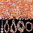 170-230PCS Orange Assorted Acrylic Beads for Bracelet Making, Flower Bow Butterfly Candy Star Heart GummyBear Kawaii Bracelet Charms,Cute Beads for Jewelry Making DIY Necklace Keychain Phone Charms