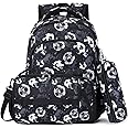 MIRLEWAIY School Backpack Kids Soccer Bookbag for Elementary Student with Insulated Lunch Bag Pencil Case, 15.7'' Football Set