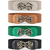 JASGOOD Women Stretchy Belts for Dresses Vintage Elastic Wide Waist Belts 4 Pack 2.36" Wide