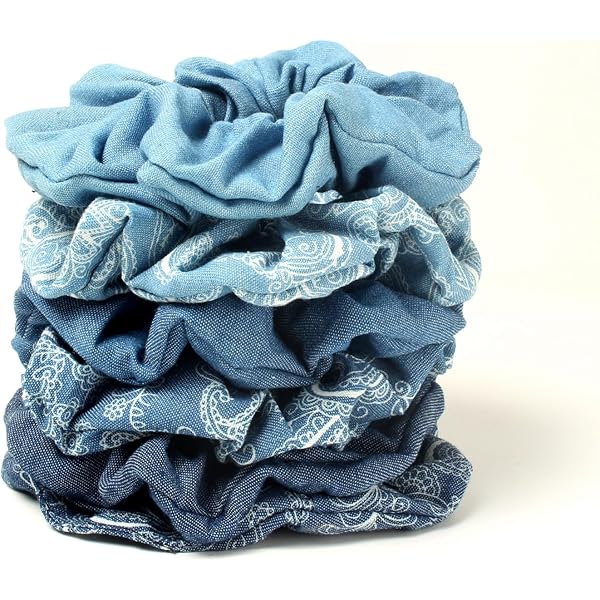 ☆GLOWNY☆ G DENIM SCRUNCHIE 2 Colors GLOWNY G Denim Scrunchie - Deep Blue | International Store