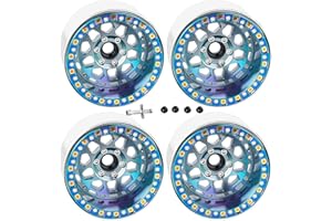 RcarmubWow RC Alloy 2.2 Beadlock Wheels for 1/10 SCX10 Capra AMG 6x6 TRX4 Red cat Gen8 Everest Gen7 Pro RC Crawler,Alunium 2.2 Beadlock rc Wheels 2.2 Beadlock Rims,4pcs,Titanium