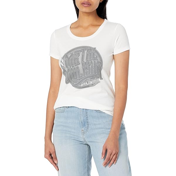 Metal Mulisha Women's Road Trippin Relaxed Tee - Black Skull & Wings Graphic Tee