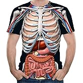 Halloween T-Shirt Body Anatomy Internal Organ 3D Print T-Shirt Crewneck Short Sleeve Funny Top