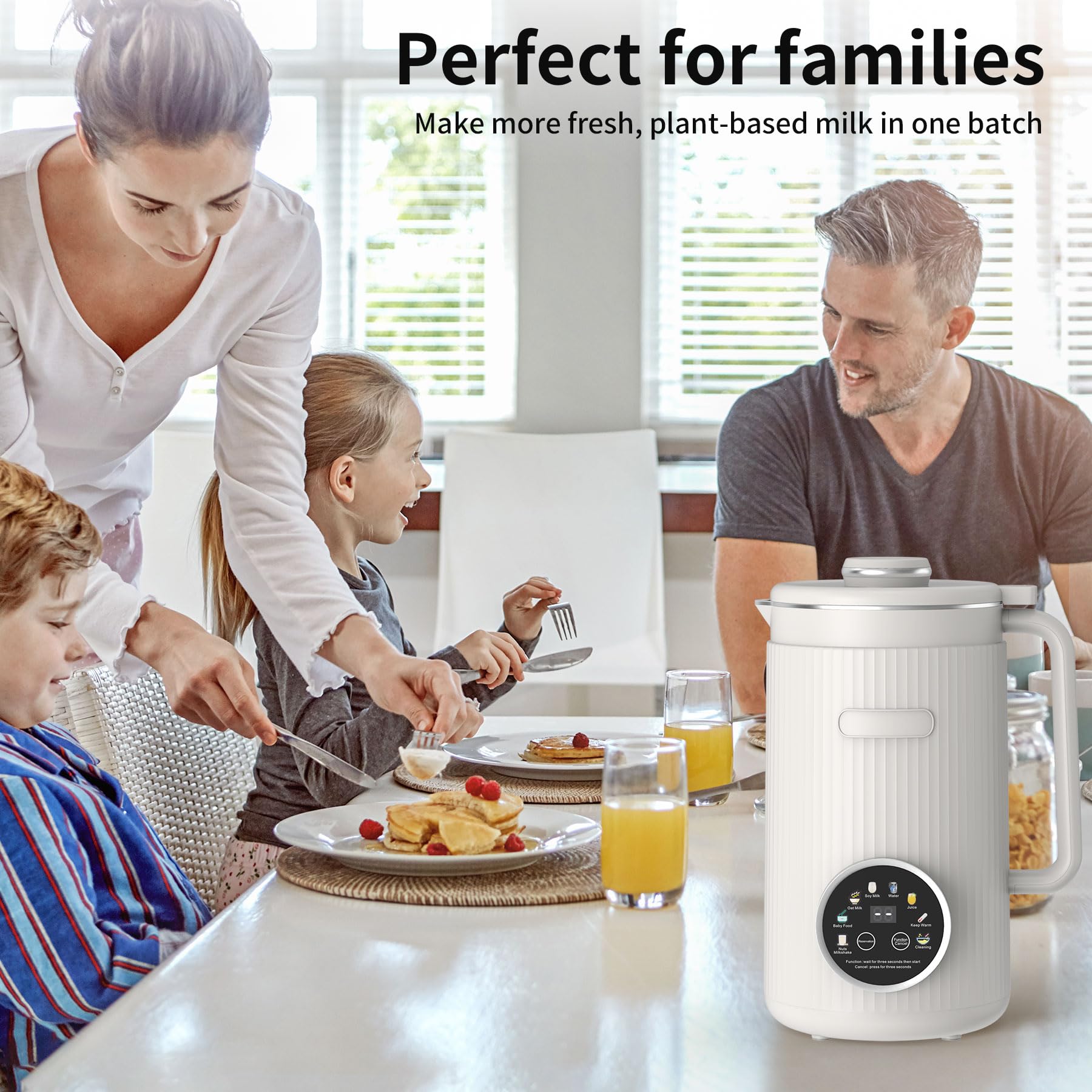 VBGK Licuadora automática para hacer leche de nueces 8 en 1 con 20 cuchillas, 40 oz de coco casero, soja, avena, almendras, leches a base de plantas y bebidas no lácteas con inicio retardado de 18 horas/mantener caliente/hervir agua/autolimpieza