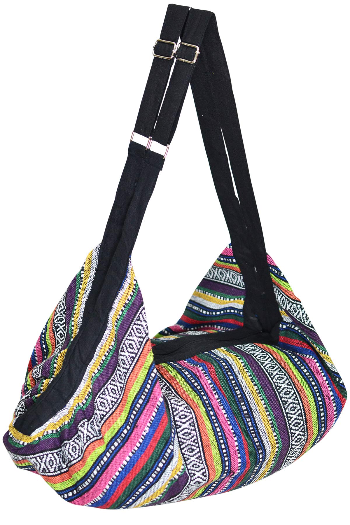 Large Cotton Hobo Bag for Women – Hippie Boho Travel Shoulder Bag with Zipper | Handmade Oversized Backpack Purse (Naga09) — image 1