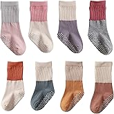 J Poqobog Baby Girls Boys Socks infant Cotton Crew Socks for newborn Non Slip/Anti Skid Toddler Knee-high Socks set