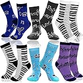 Chicingyou 12 Pairs Unisex Music Socks Music Lover Valentine Gifts Funny Instruments Piano Keys Notes Stave Socks
