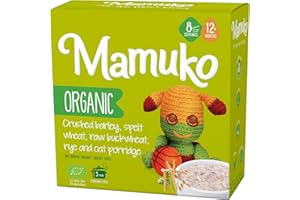 MAMUKO Organic Porridge - Healthy Porridge with Nutrient-Rich Blend of Oats, Raw Buckwheat, Barley, Spelt, & Rye - High Fiber Porridge without Sugar & Preservatives - Organic Porridge 200g & 8 Serving