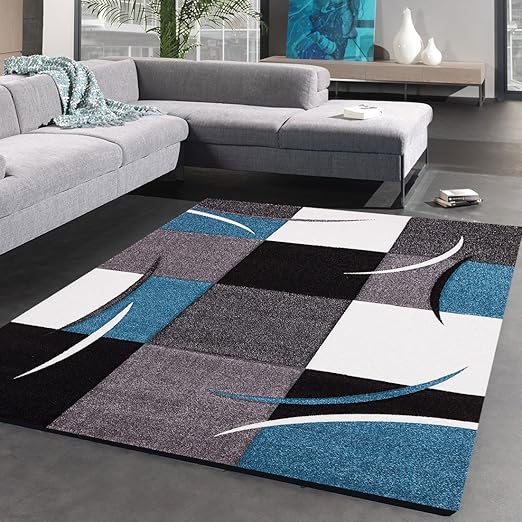 Un Amour De Tapis Tapis Moderne 1121 Tapis Chambre Virgulada Noir Gris Blanc 120 X 170 Cm