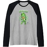 PJ Masks Gekko Comic Style Pose Panel Logo Raglan Baseball Tee
