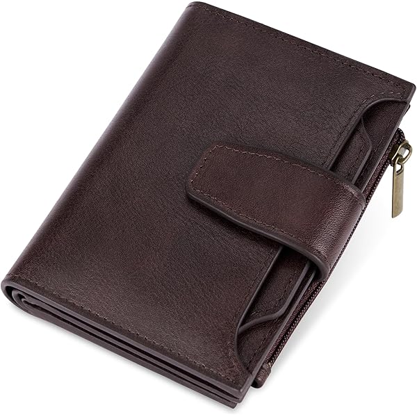 Woodland - Cartera De Piel Con 3 Tarjetas De Crédito, Bolsillo Para Monedas, Bolsillo Oculto Con Cremallera