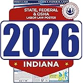 2026 Indiana State and Federal Labor Law Poster - OSHA Workplace Compliant - Mandatory Regulations Posting for Employees - All in One Required Compliance Posting 17" x 40" - Laminated (English)