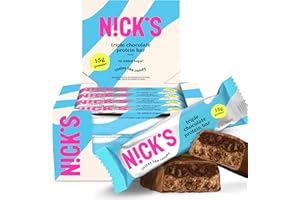 N!CK'S Nick’s Triple Chocolate Protein Bars – 12-Count Box | High Protein, Low Calories, Low Carbs, Keto Friendly, No Added Sugar