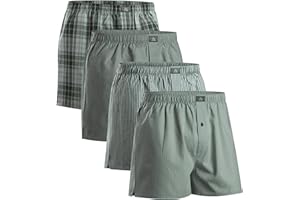 DANISH ENDURANCE Men's 100% Cotton Woven Boxers (4 & 6-Pack) – Loose Fit, Breathable & Lightweight Comfort