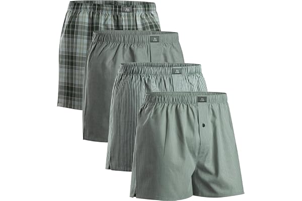 DANISH ENDURANCE Woven Boxer Shorts for Men, Loose Boxers, Elastic Waistband, Button Fly, 4 or 6 Pack