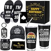 Keluna 30th Birthday Gifts for Men - 7Pcs 30 Years Old Mens Birthday Gifts Ideas, 20oz Tumbler, Funny Socks, Baseball Cap,Keychain, Bottle Opener, Candles, 30th Presents for Dad Husband Uncle Boss