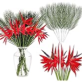 Thiccywoov 28 Pcs Bird of Paradise Stems Artificial Plant 22 Inch Faux Tropical Flowers and 19.7 Inch Fake Palm Leaves for Garden Verandah Wedding Floral Arrangement Hawaiian Luau Decorations